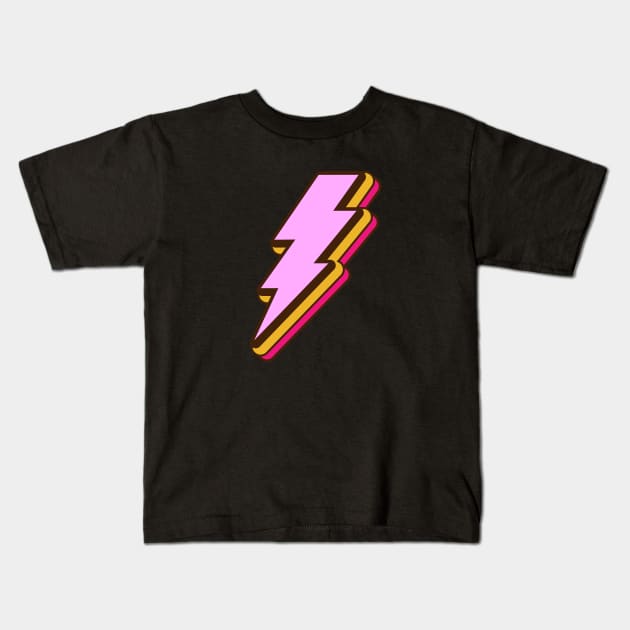 Pink Lightning Bolt Kids T-Shirt by JDawnInk